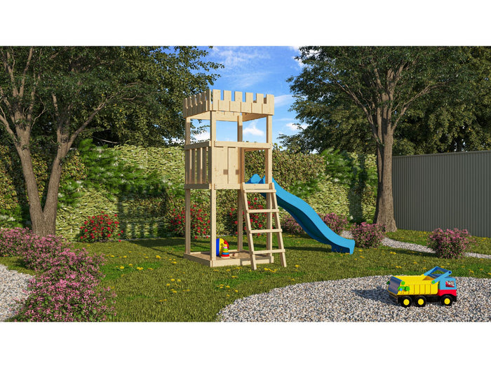 Karibu Ritterburg Löwenherz + Rutsche blau