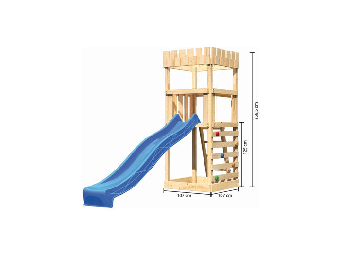 Karibu Ritterburg Löwenherz + Rutsche blau + Kletterwand