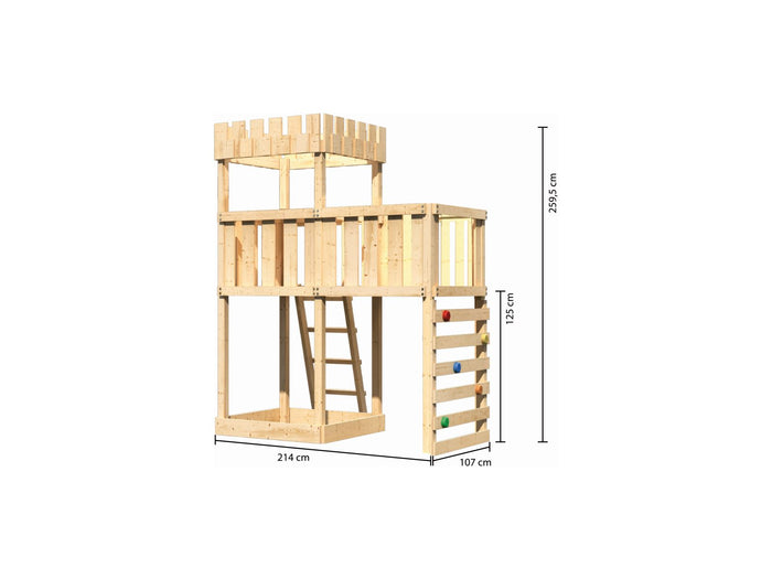 Karibu Ritterburg Löwenherz + Anbauplattform + Kletterwand