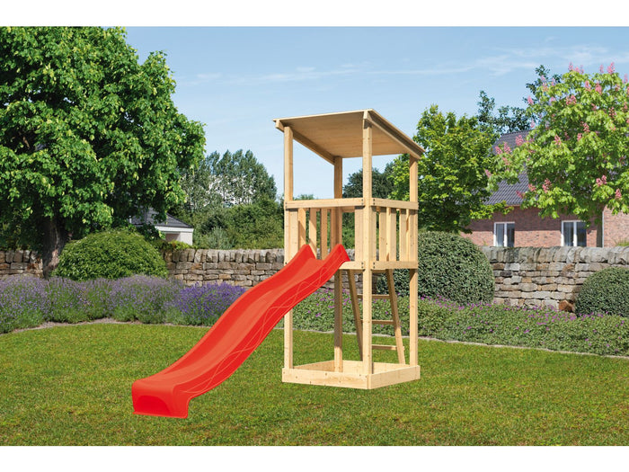 Karibu Spielturm Anna + Rutsche rot