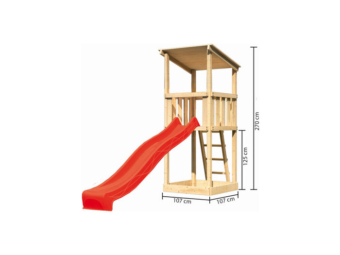 Karibu Spielturm Anna + Rutsche rot