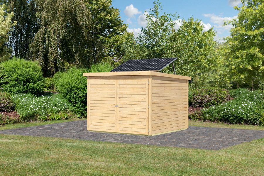 Karibu Fahrradgarage 4, natur, mit Solarpaket