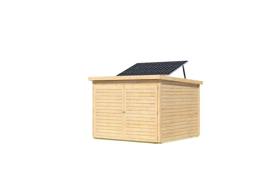 Karibu Fahrradgarage 4, natur, mit Solarpaket