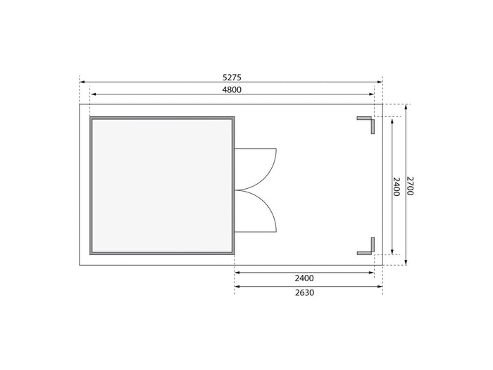 Karibu Gartenhaus Theres 3 terragrau- 1 Dachausbauelement