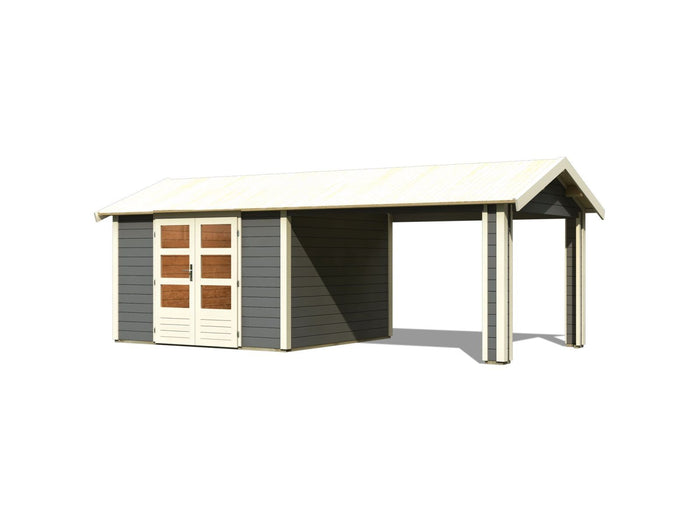 Karibu Gartenhaus Theres 7 terragrau- 1 Dachbausbauelement