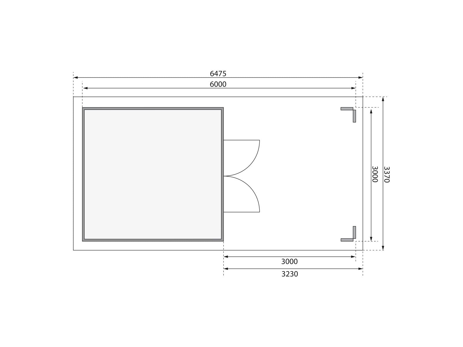 Karibu Gartenhaus Theres 7 terragrau- 1 Dachbausbauelement