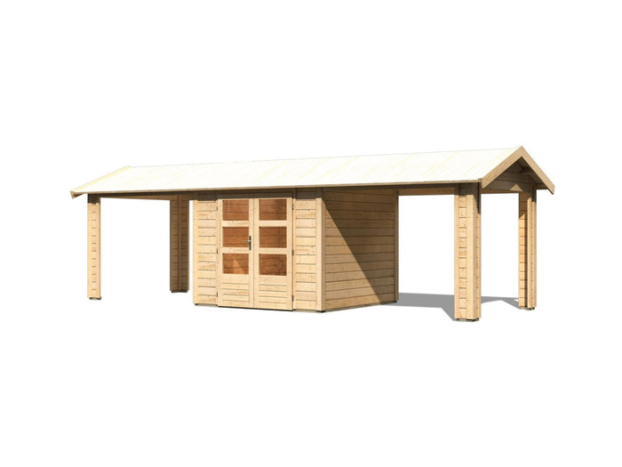 Karibu Gartenhaus Theres 3 natur- 2 Dachbausbauelemente