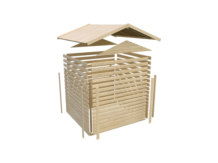 Karibu Gartenhaus Theres 7 natur- 2 Dachbausbauelemente