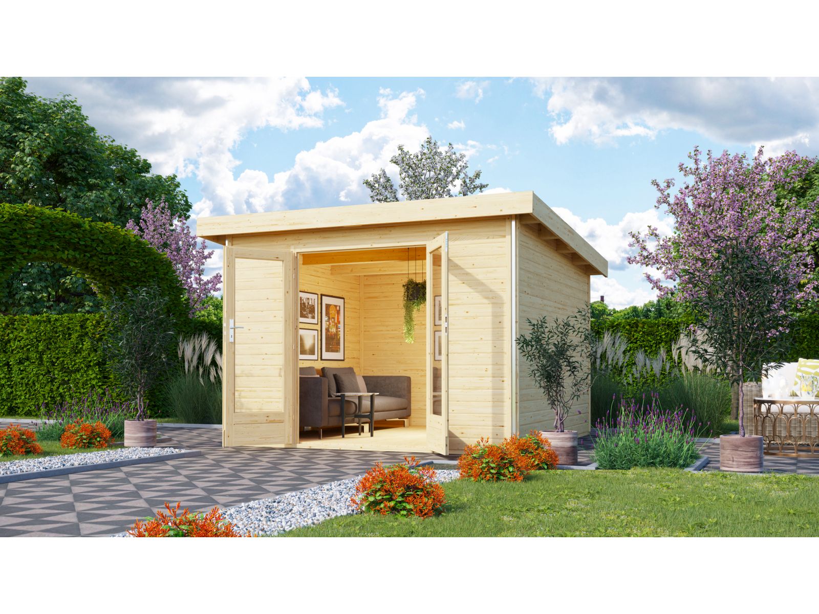 Karibu Gartenhaus Radeburg 1 natur 40 mm