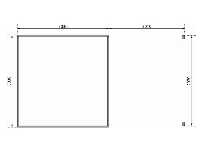 Karibu Gartenhaus Radeburg 1 natur mit Anbaudach 3,3 m
