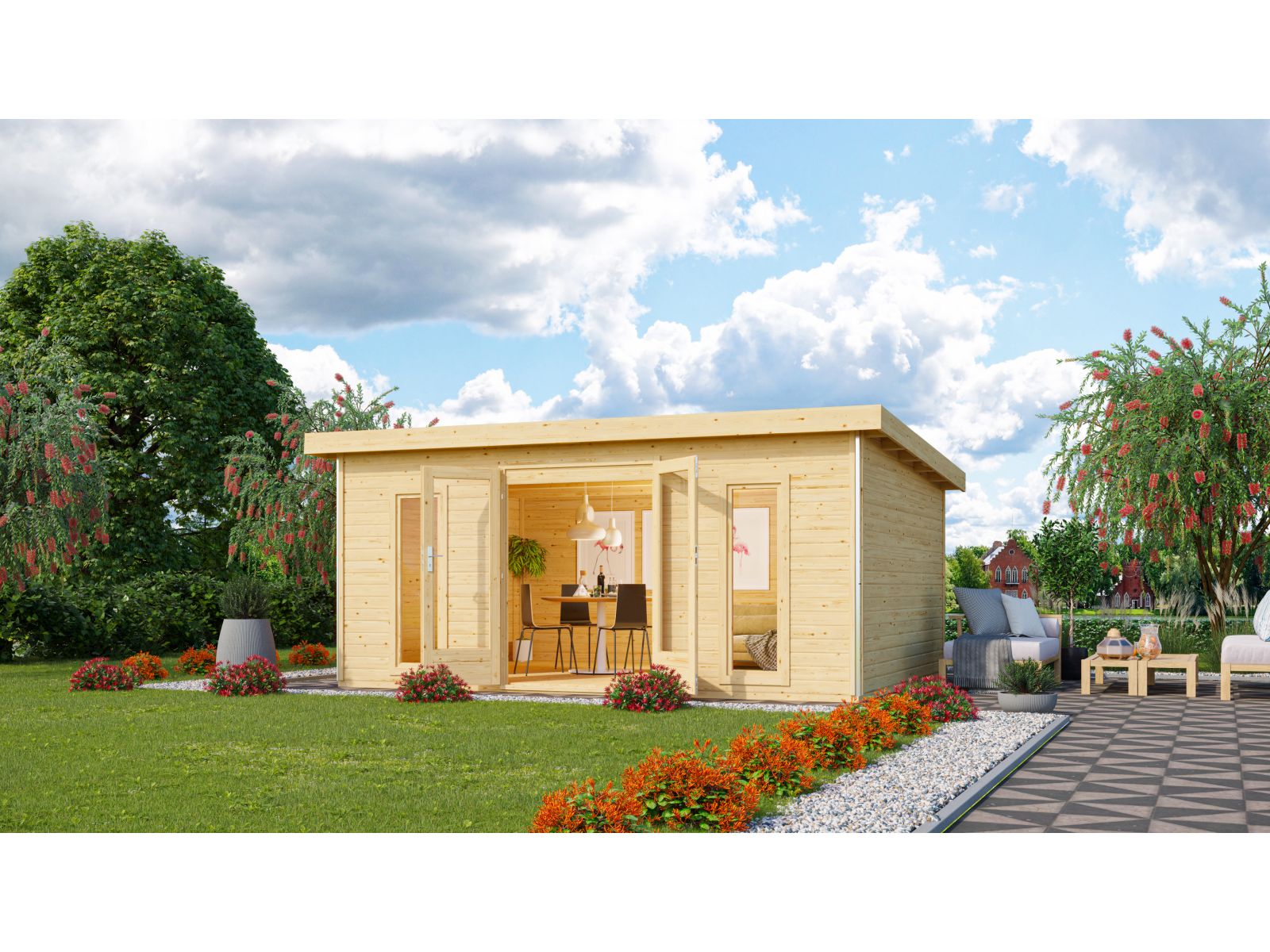 Karibu Gartenhaus Radeburg 4 natur 38 mm