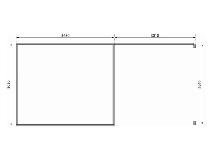Karibu Gartenhaus Radeburg 2 natur 38 mm mit Anbaudach 3,3 m und Rückwand