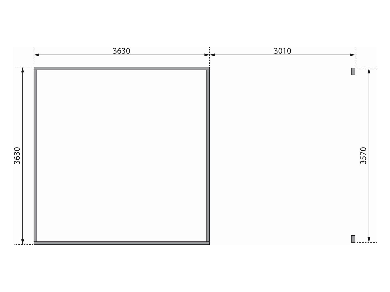 Karibu Gartenhaus Radeburg 3 natur mit Anbaudach 3,3 m