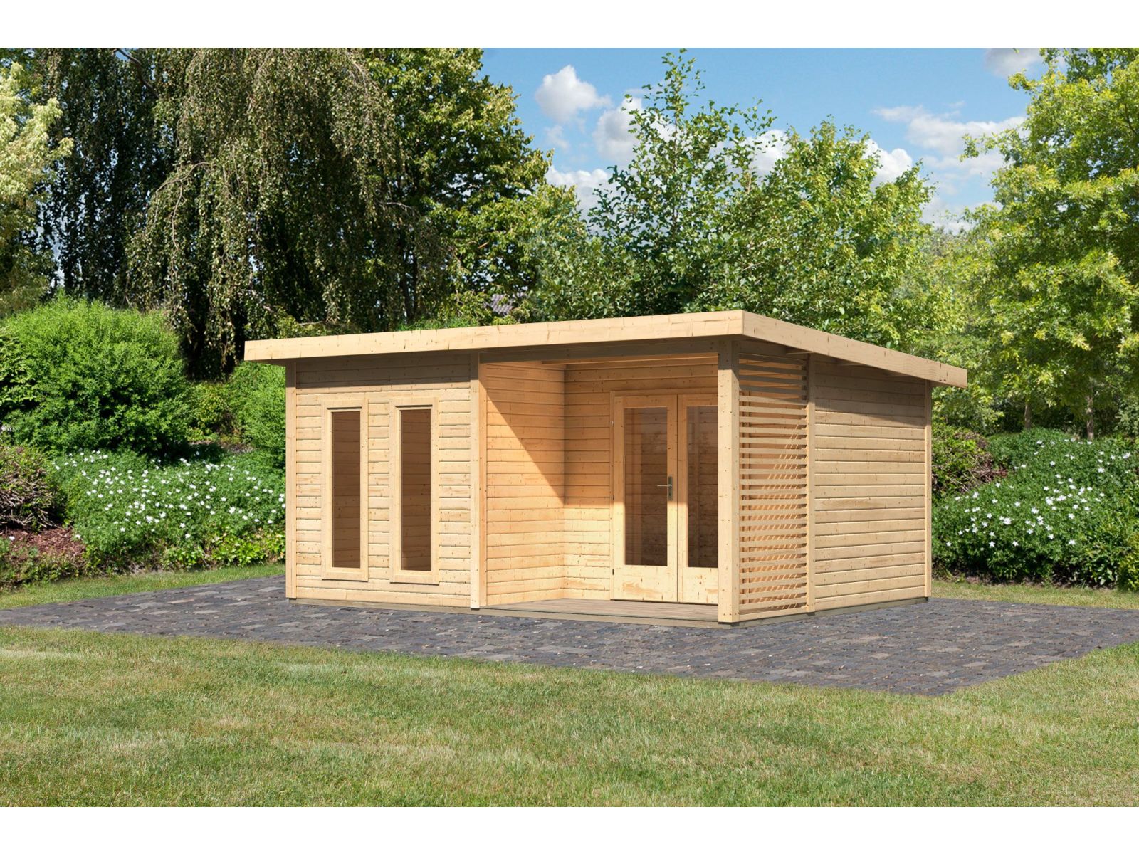 Karibu Gartenhaus Radeburg 5 natur inkl. Terrasse