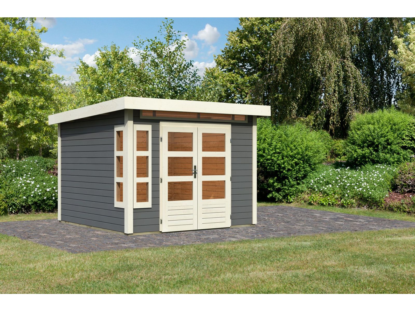 Karibu Gartenhaus Kastorf 6 terragrau - 28 mm