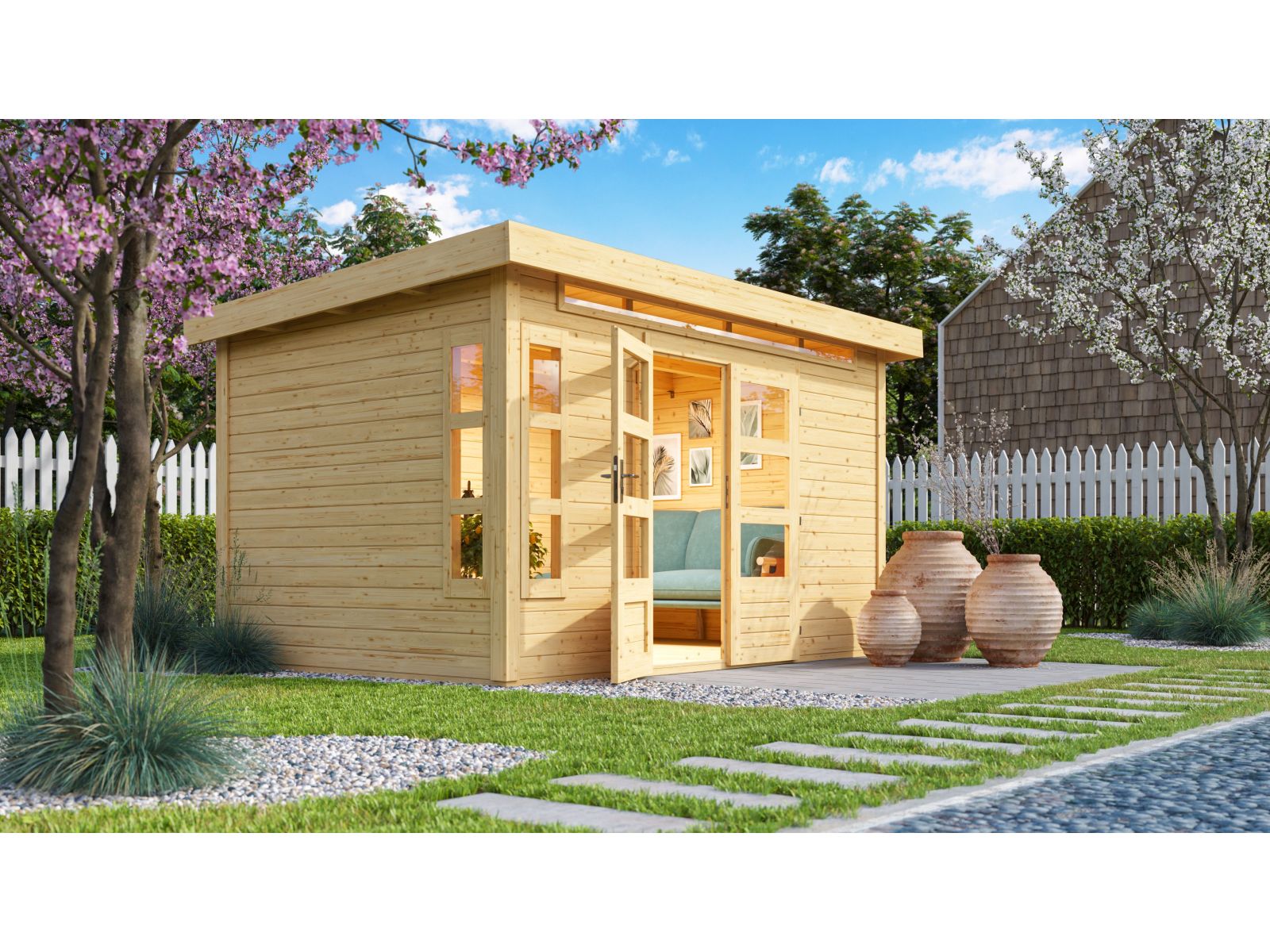 Karibu Gartenhaus Kastorf 7 - 28 mm natur