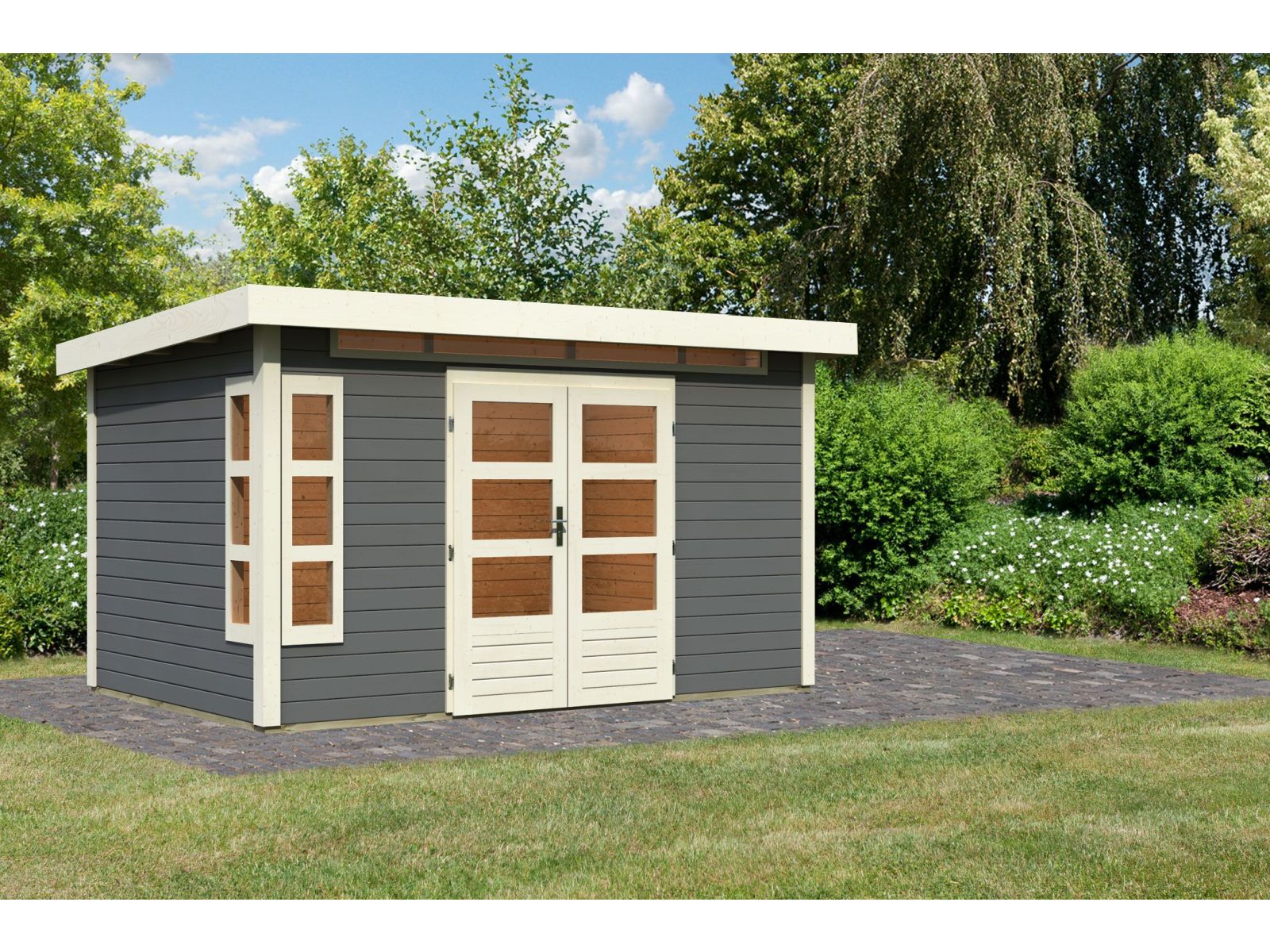 Karibu Gartenhaus Kastorf 7 - 28 mm terragrau