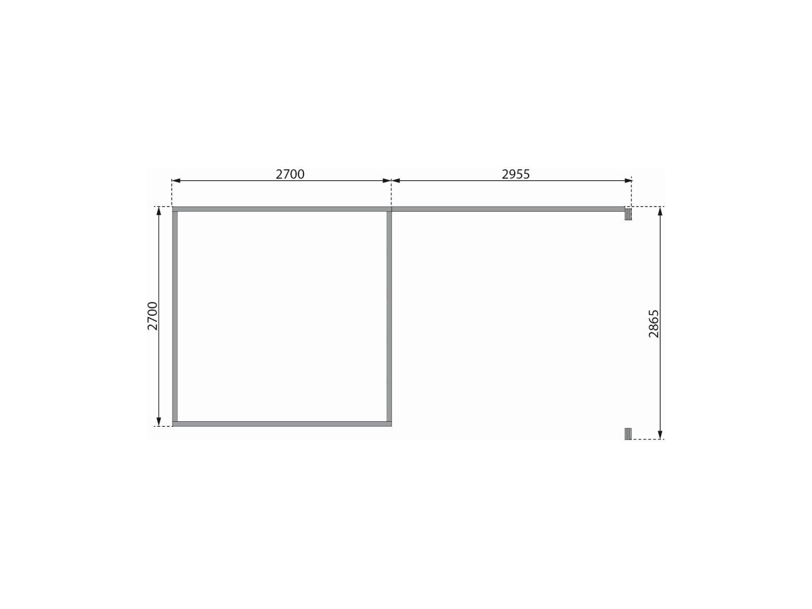 Karibu Gartenhaus Kastorf 6 - terragrau mit Anbaudach 3,2 m und 28 mm Rückwand