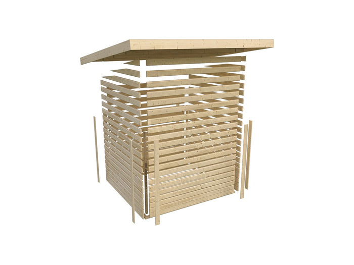 Karibu Gartenhaus Kastorf 7 - natur mit Anbaudach 3,2 m