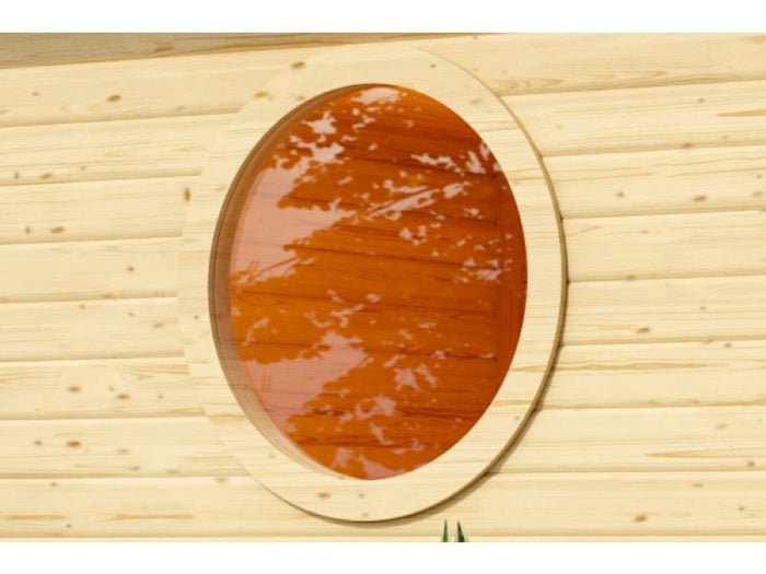 Karibu Saunafenster rund Klarglas, für 38 mm Saunen, Naturbelassen