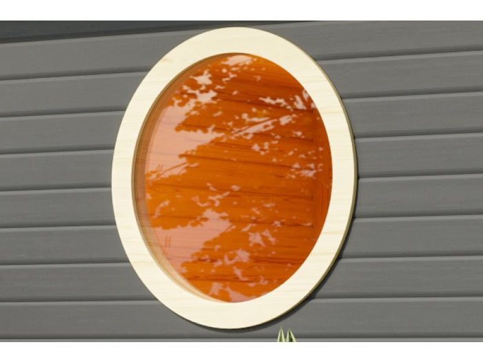 Karibu Saunafenster rund Klarglas, für 38 mm Saunen, Elfenbeinweiß