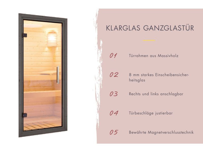 Karibu Saunahaus Arcadia, schwarz, 73 mm -ohne Ofen