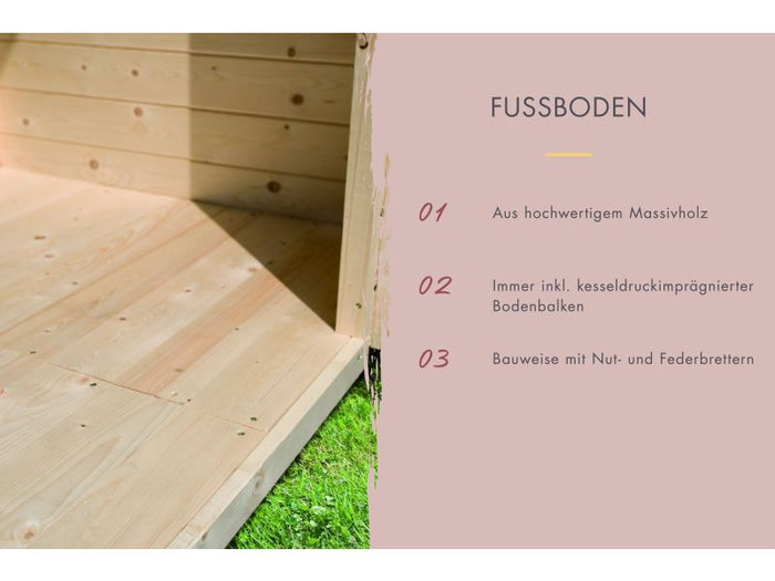 Karibu Saunahaus Arcadia, natur, 73 mm -inkl. 9 kW Bioofen ext. Steuerung