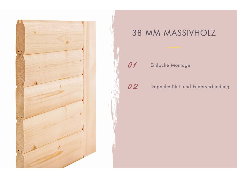 Karibu Sauna Yuma, inkl. 9 kW Ofen ext. Steuerung, mit Klarglas Ganzglastür