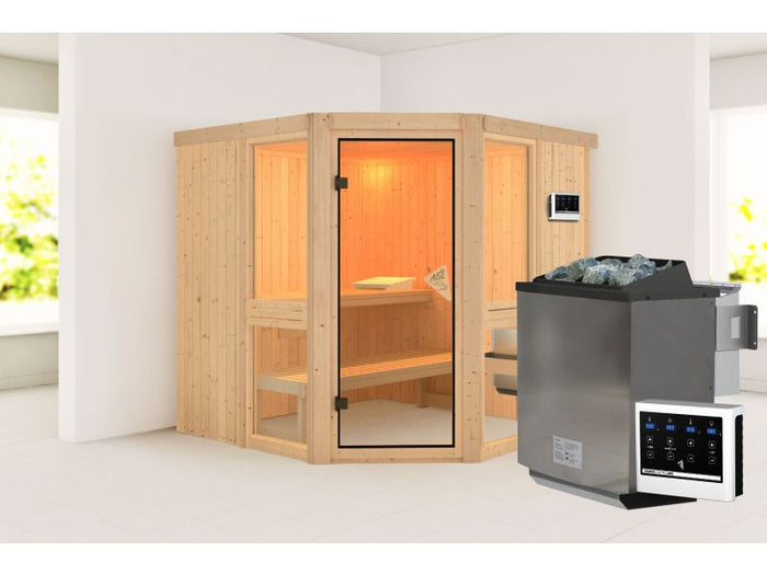 Amelia 2 - Karibu Sauna, inkl. 9 kW Bioofen mit ext. Steuerung