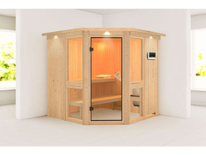 Amelia 2 - Karibu Sauna ohne Ofen - inkl. Dachkranz -