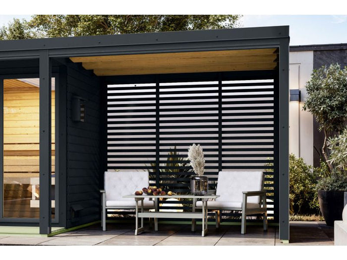 Karibu Anbaudach für Ares inkl. Lamellenwänden anthrazit/anthrazit