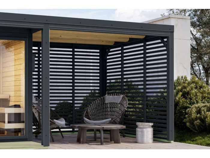 Gratis Karibu Anbaudach für Ares inkl. Lamellenwänden anthrazit/anthrazit