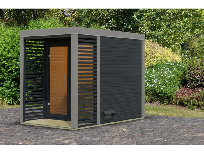 Karibu Hybrid Saunahaus Ares 1, anthrazit/graualuminium -ohne Ofen-