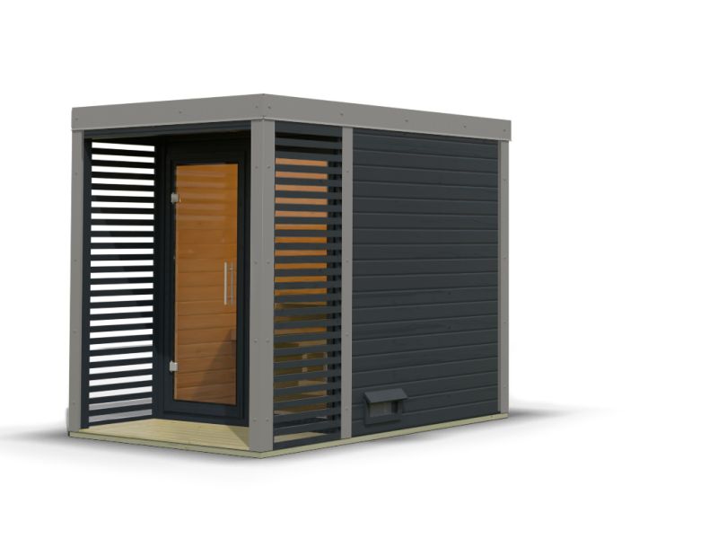 Karibu Hybrid Saunahaus Ares 1, anthrazit/graualuminium -ohne Ofen-