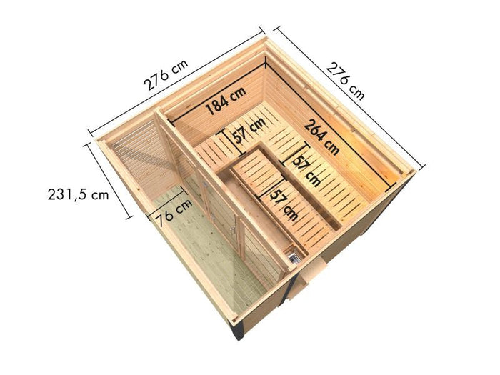 Karibu Hybrid Saunahaus Ares 3, anthrazit/graualuminium -ohne Ofen-
