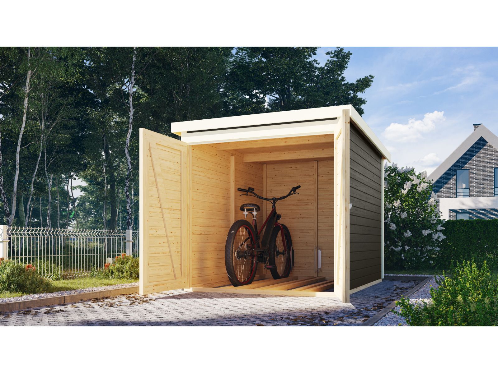 Karibu Fahrradgarage 3, terragrau 19 mm