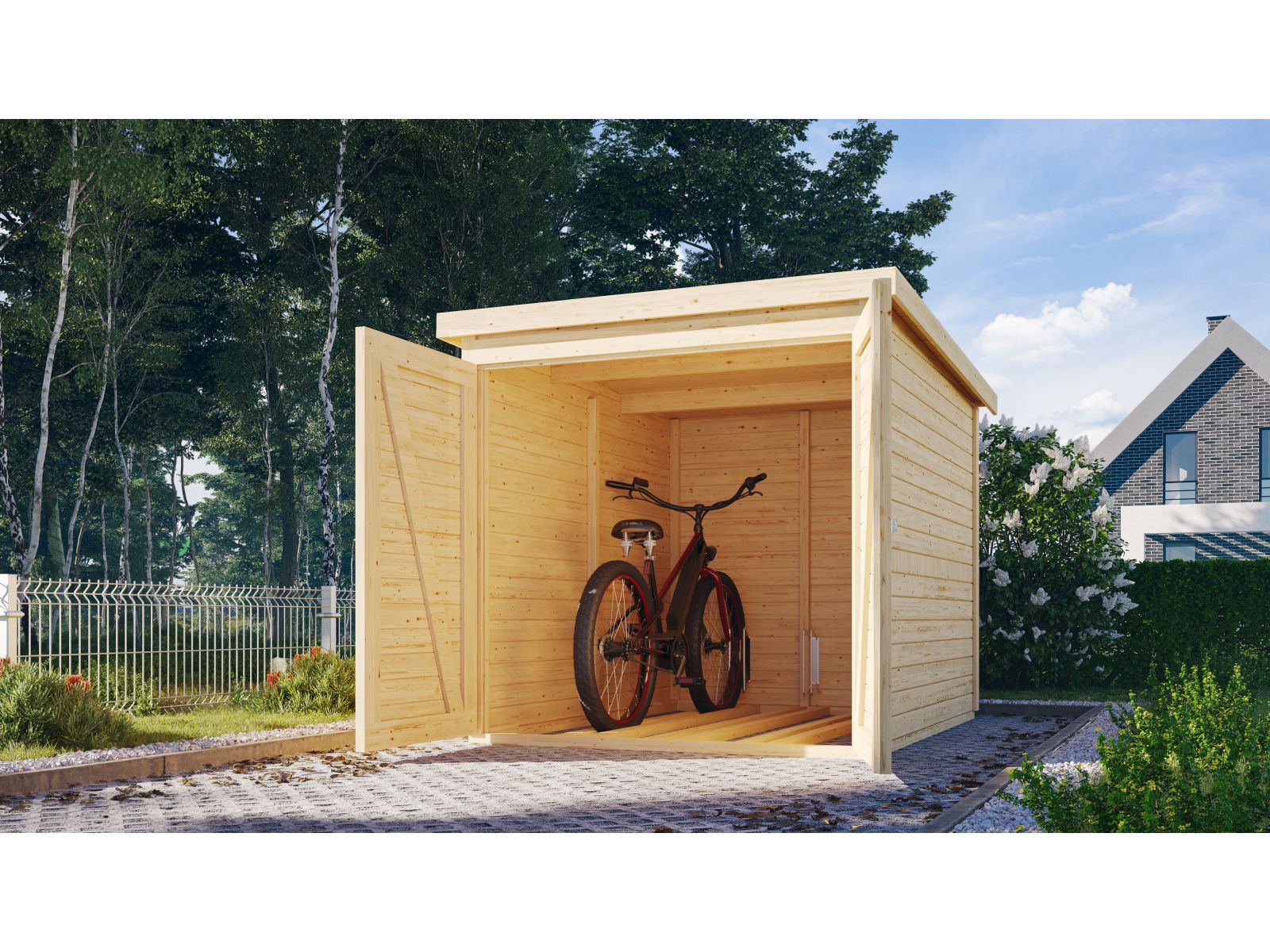 Karibu Fahrradgarage 3, natur 19 mm