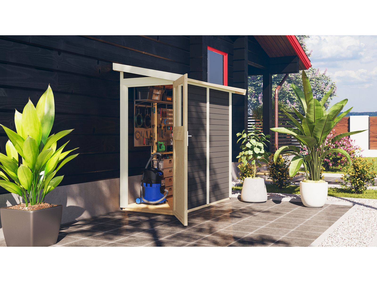 Karibu Anlehngartenhaus Görlitz terragrau 19 mm