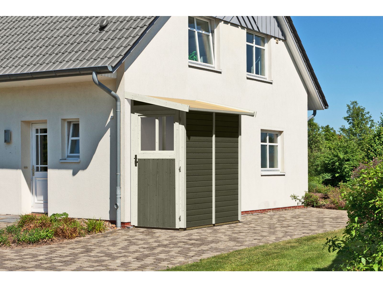 Karibu Anlehngartenhaus Görlitz terragrau 19 mm
