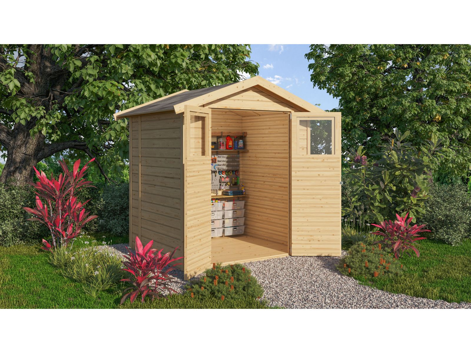 Karibu Gerätehaus Dahme 2 natur 14 mm