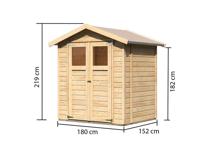 Karibu Gerätehaus Dahme 2 natur 14 mm