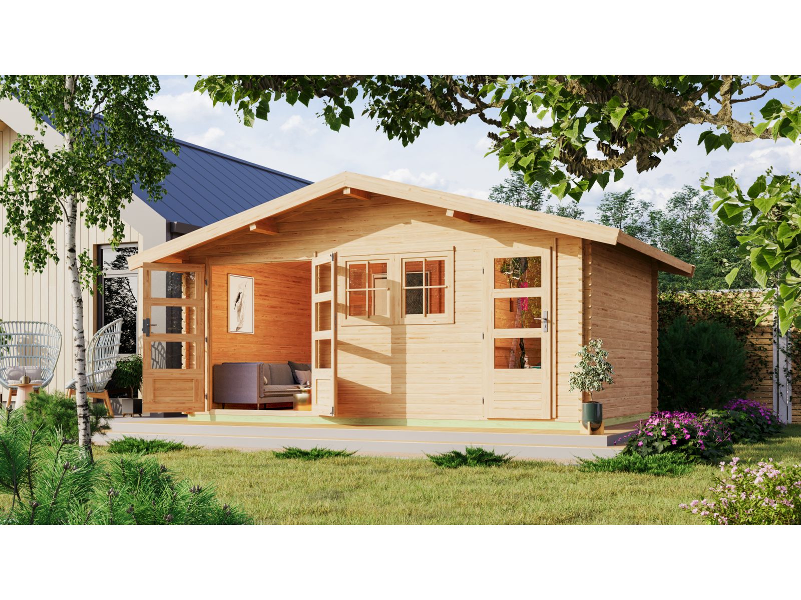 Karibu Gartenhaus Lagor 2 38 mm 2-Raum-Haus