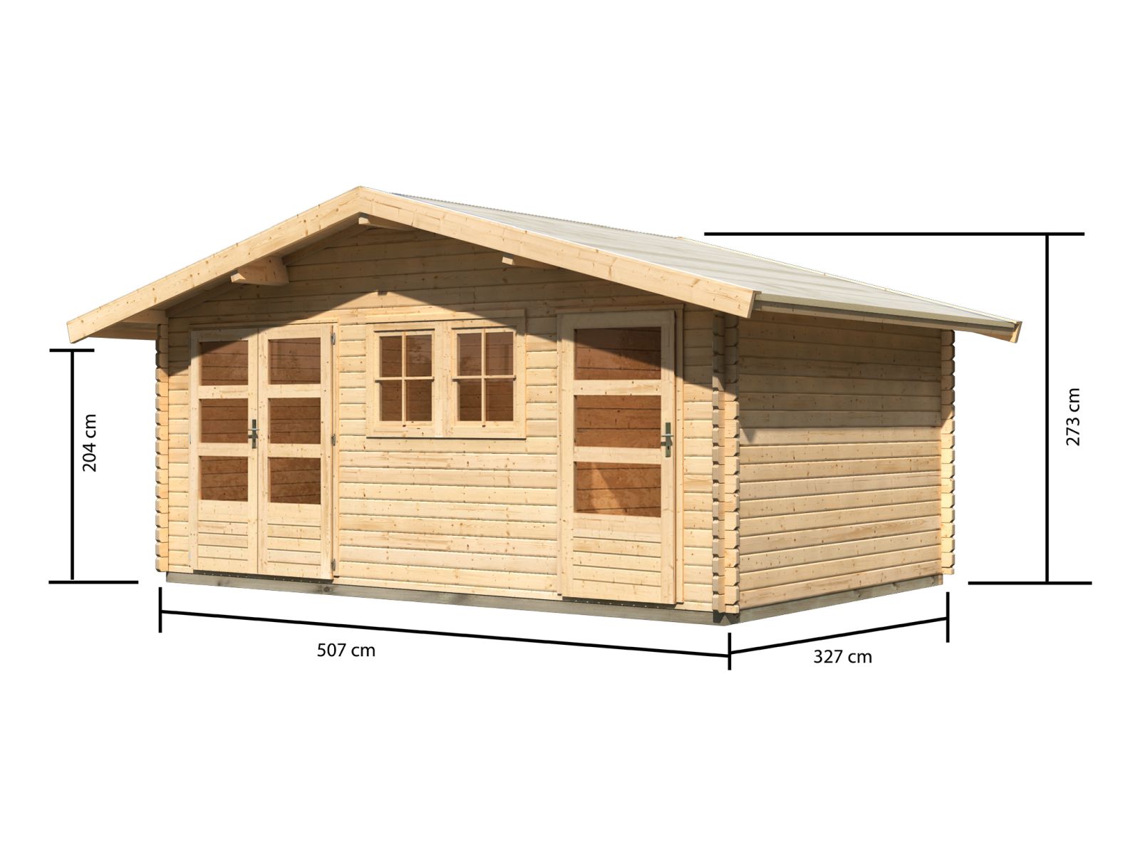 Karibu Gartenhaus Lagor 2 38 mm 2-Raum-Haus