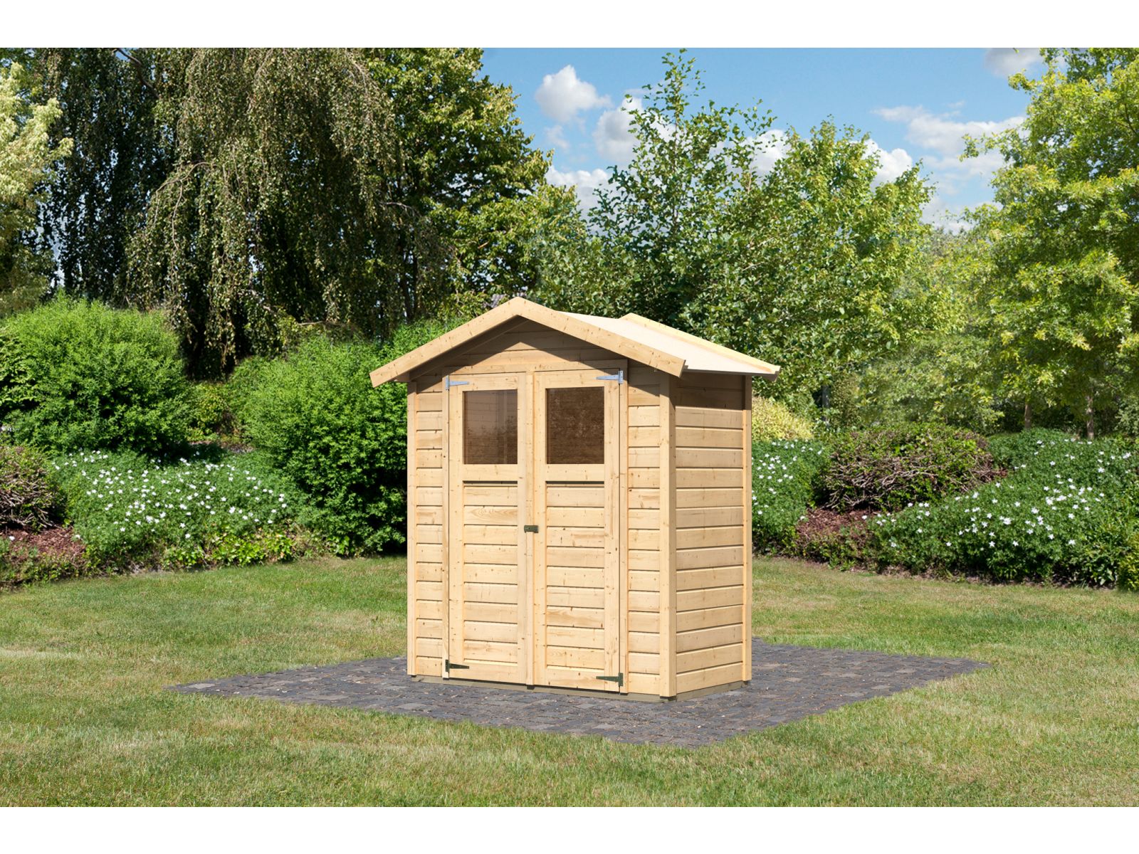 Karibu Gerätehaus Dahme natur 14 mm