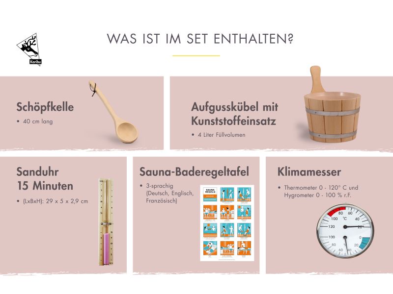 Karibu Saunazubehör-Set Classic 6-teilig