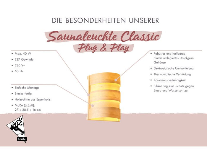 Karibu Saunaleuchte Classic Plug and Play