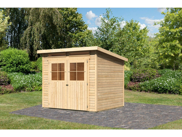 Karibu Gartenhaus Glücksburg 4 natur 19 mm