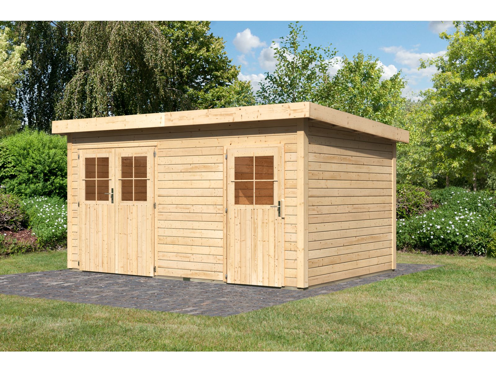 Karibu Gartenhaus Mattrup 2 raum Haus natur 28 mm