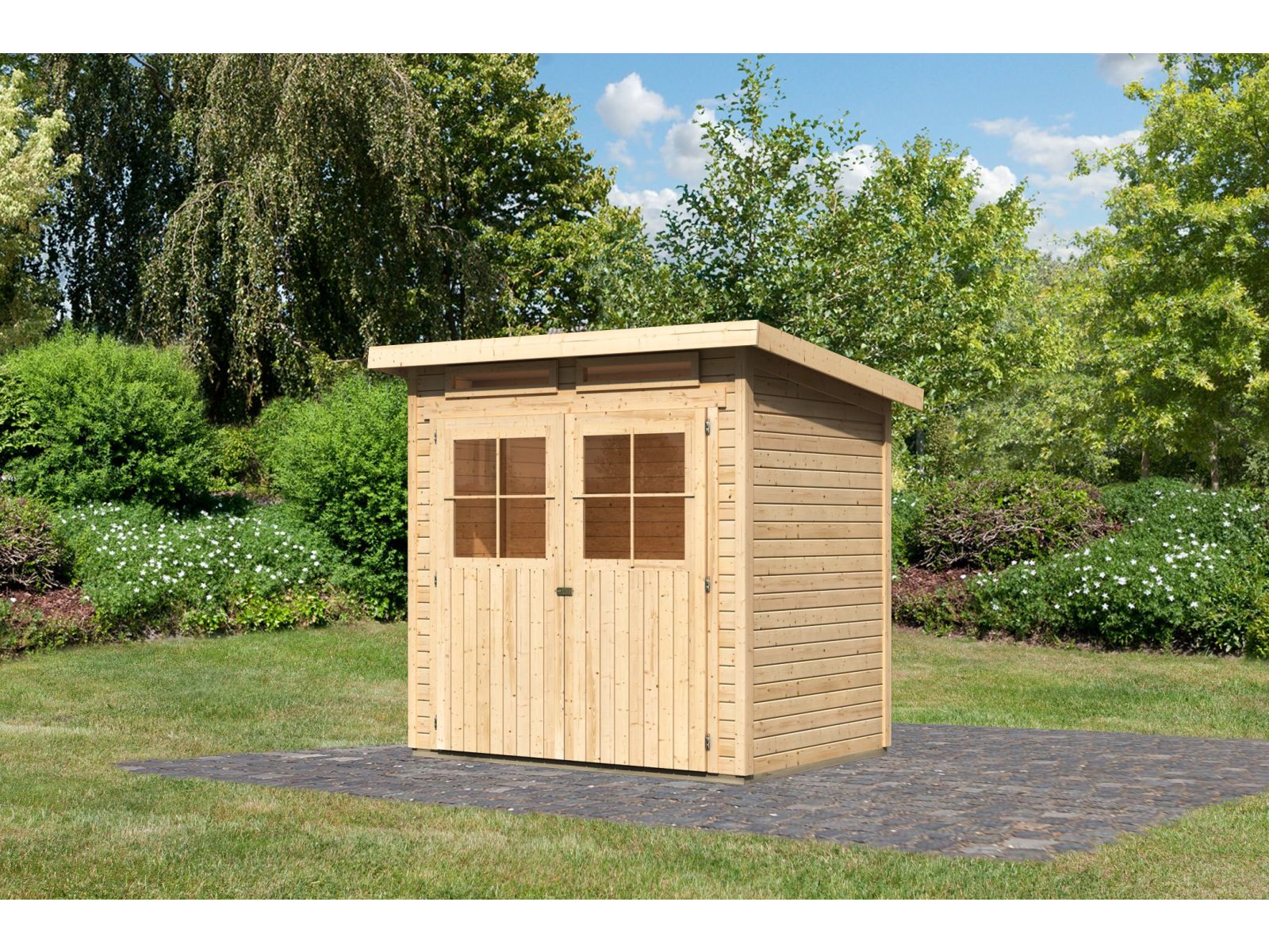 Karibu Gartenhaus Glücksburg 2 natur 19 mm