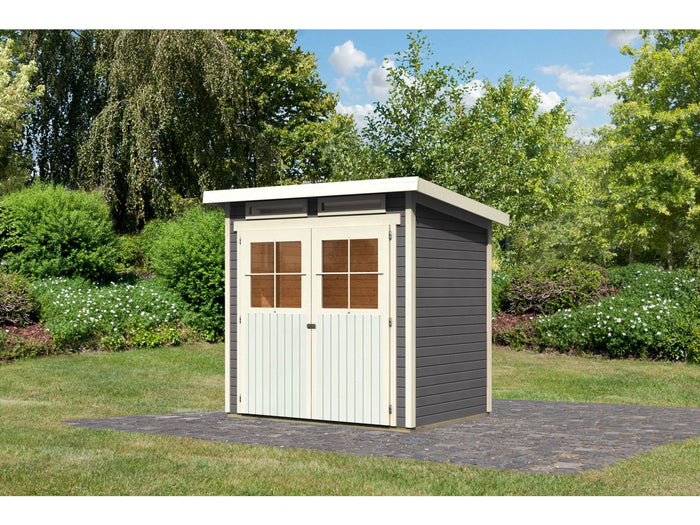 Karibu Gartenhaus Glücksburg 2 terragrau 19 mm